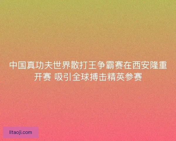中国真功夫世界散打王争霸赛在西安隆重开赛 吸引全球搏击精英参赛