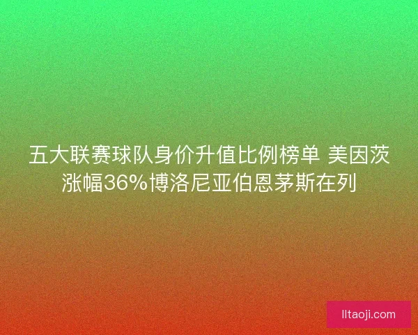 五大联赛球队身价升值比例榜单 美因茨涨幅36%博洛尼亚伯恩茅斯在列