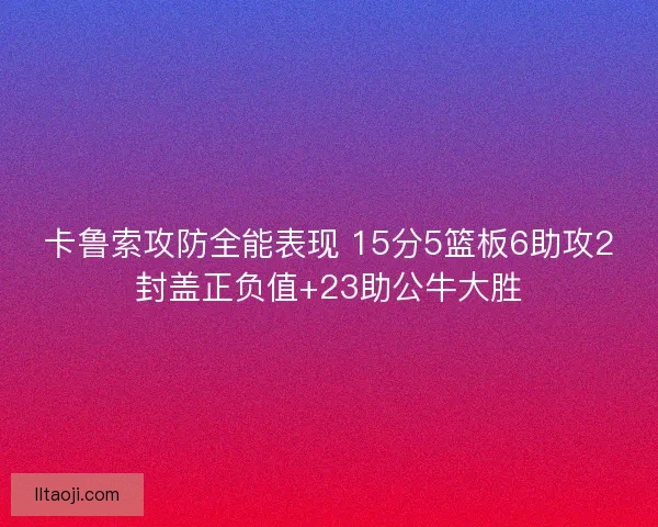 卡鲁索攻防全能表现 15分5篮板6助攻2封盖正负值+23助公牛大胜